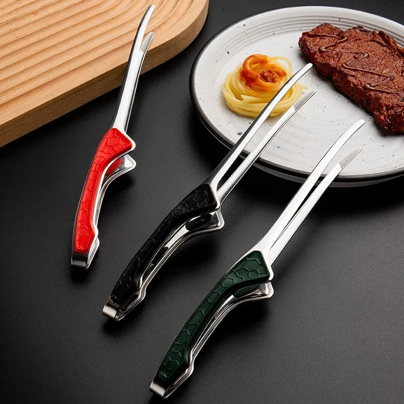 1pcs Stainless Steel Barbecue Clip Anti Scalding Anti Slip Bright Light Self-service Restaurant Steak Clip
