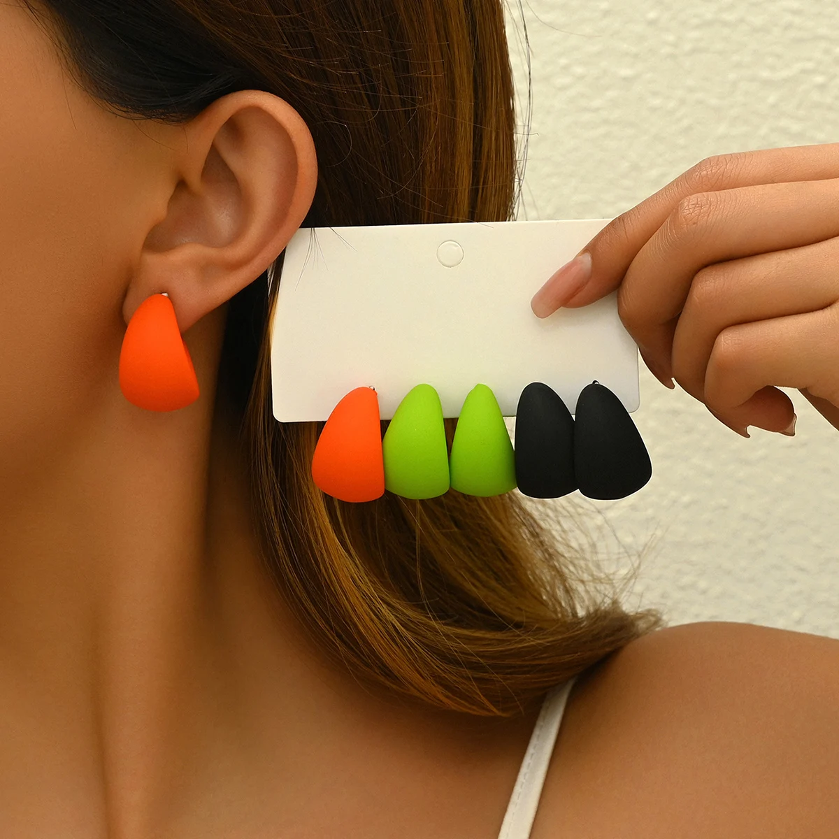 6PCS pendientes mujer Candy Color Acrylic Hoop Earrings for Women Simple Geometric Earrings Women Party Holiday Jewelry Gifts