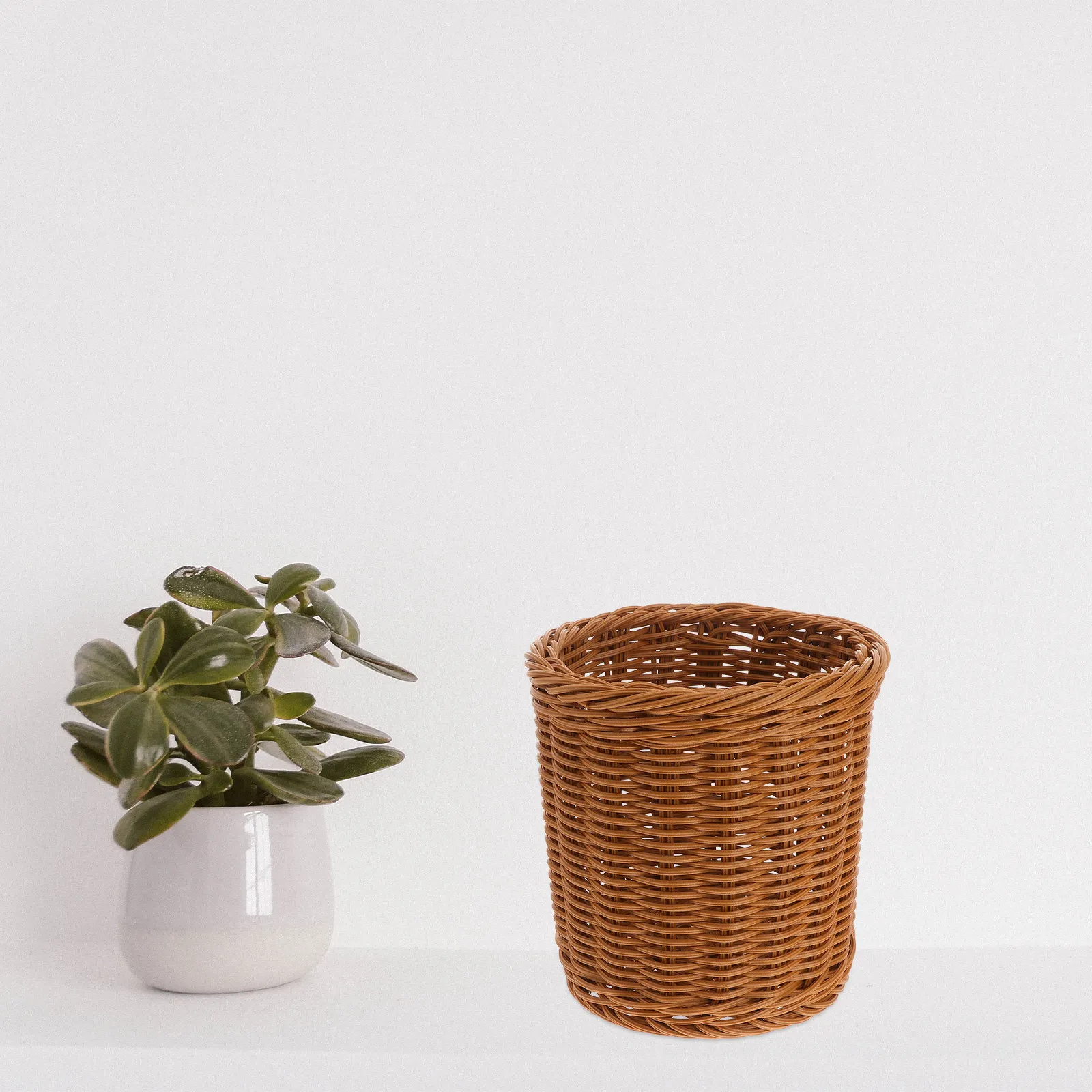 Plastic Simulation Rattan Storage Baskets Holder Organizer Pen Coffee Medium Size Desktop Sundries Home