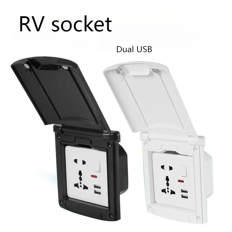 

250 В для автодома, внешняя универсальная розетка с 5 отверстиями, 86 мм, водонепроницаемая, IP44, с USB-розеткой, аксессуары для модификации двери кабины