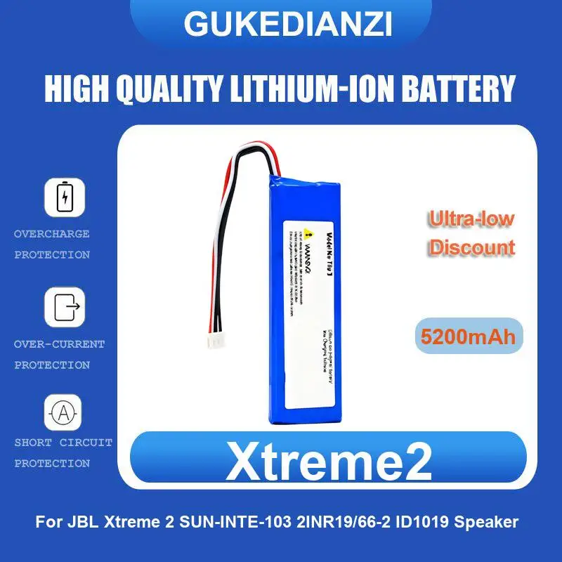Battery For JBL Xtreme 2 SUN-INTE-103 2INR19/66-2 ID1019 Speaker Boombox 1 Charge 4 4BLK 4j 1INR19/66-3 Clip 3 3AN 3SAND