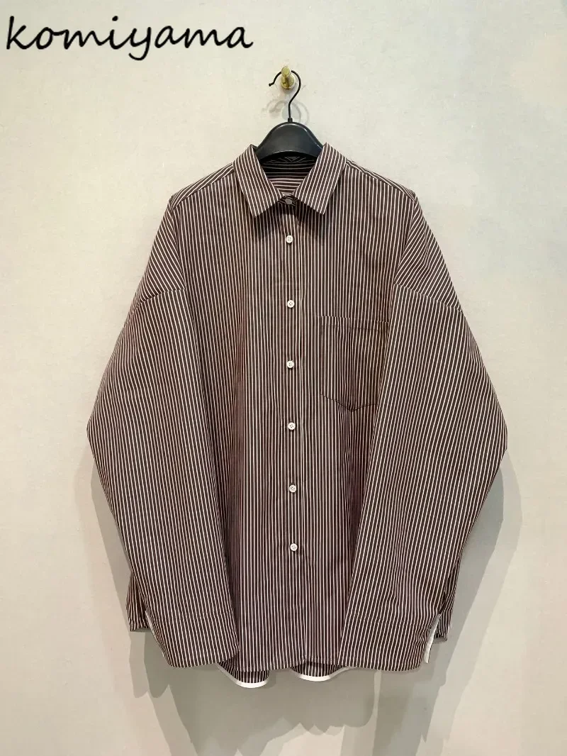 

Japan Korean Style Stripe Blusas Mujer Laple Neck Long Sleeve Shirts & Blouses Loose Casual Women Clothing Simple Camisas Ropa
