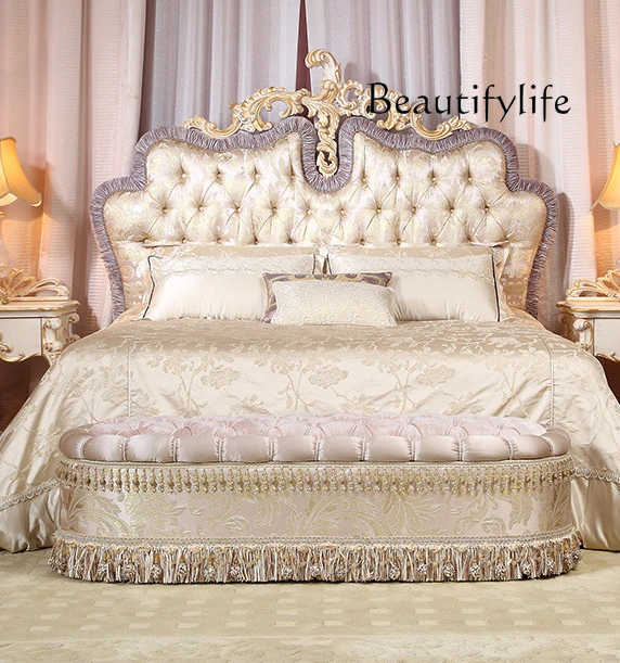 European classical postmodern first layer leather double bed, bedroom home exquisite fashion designer