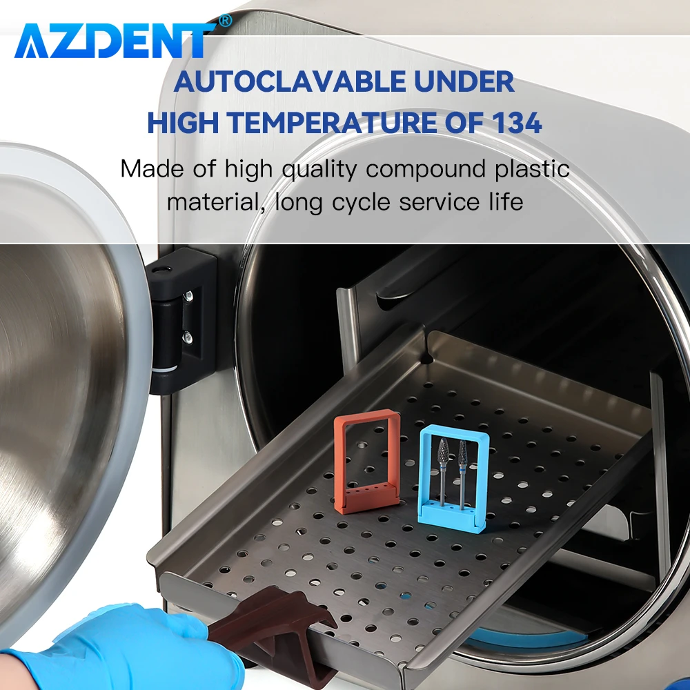 

AZDENT Dental HP Bur Holder 5 Holes Burs Disinfection Storage Box Dentistry Drills Organizers Case Autoclavable 134℃