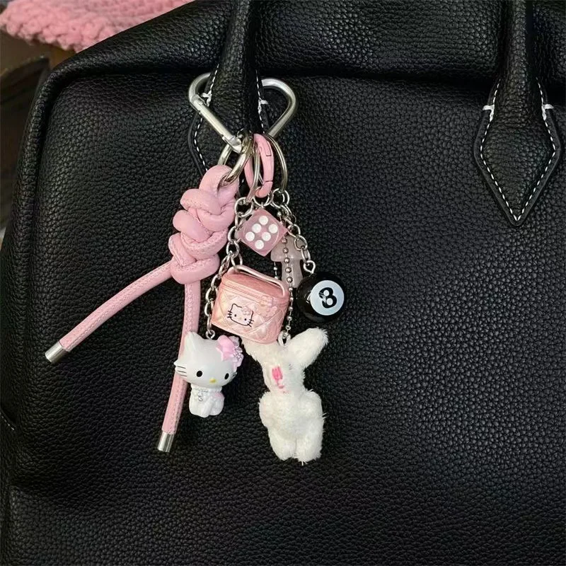 ハローキティサンリオぬいぐるみかわいい漫画かわいい Kt レザーバッグチャームキーホルダーアニメぬいぐるみ女の子子供のおもちゃ誕生日ギフト