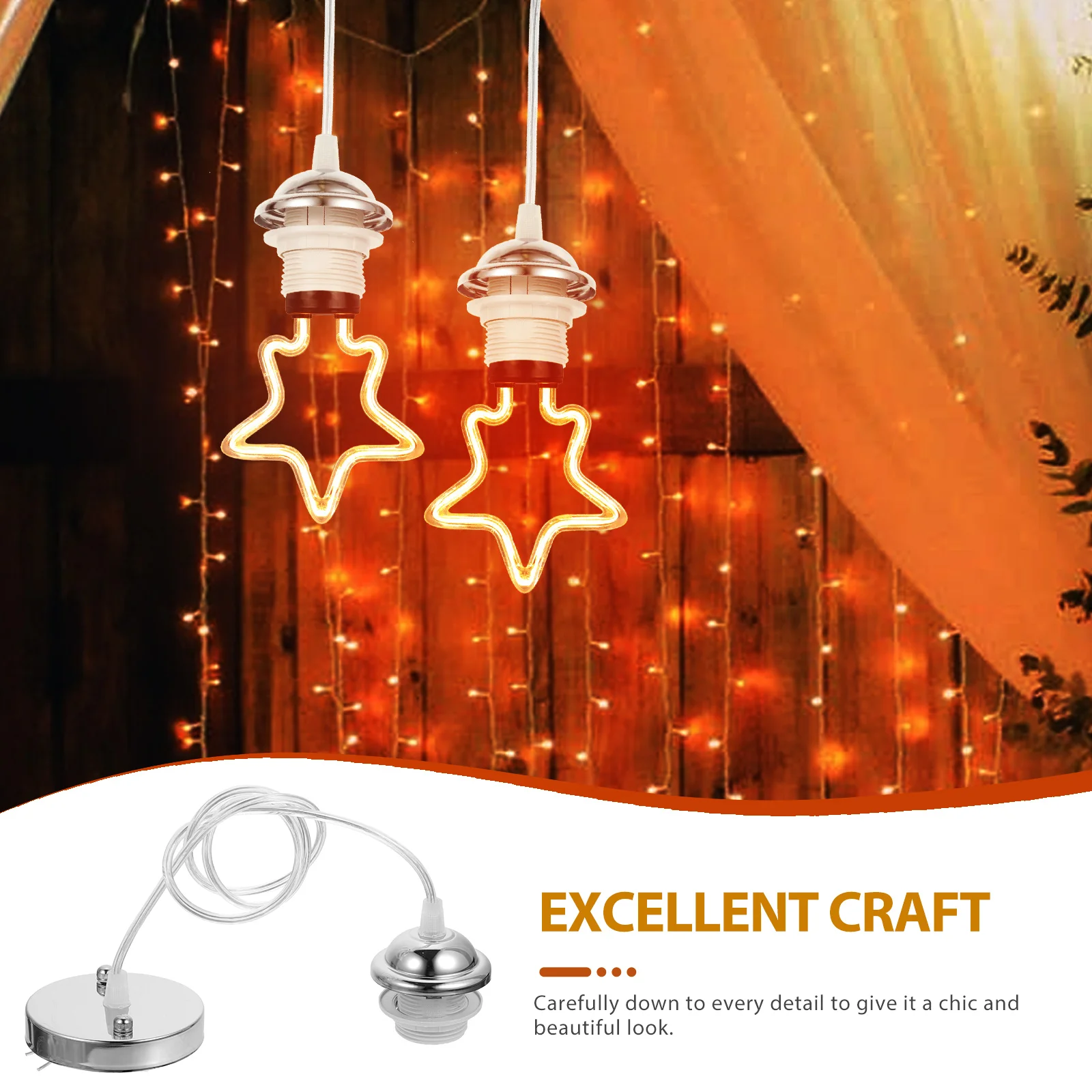 

2Pcs E27 Pendant Lamp Holder Metal Socket Bulb Base Copper Wire 1M Cord Adjustable Light Kit Ceiling Mount LED Compatible Indoor