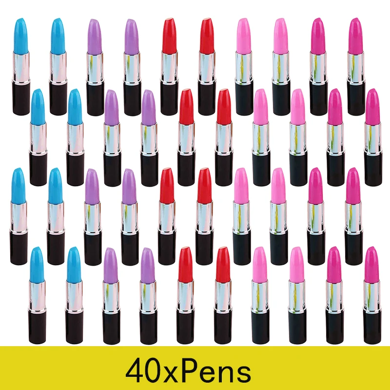 

40pcs Lipstick Shape Pen Ballpoint Writing Pens Lipstick Cute Ball Pens Novelty Office Stationery Students Children Gift