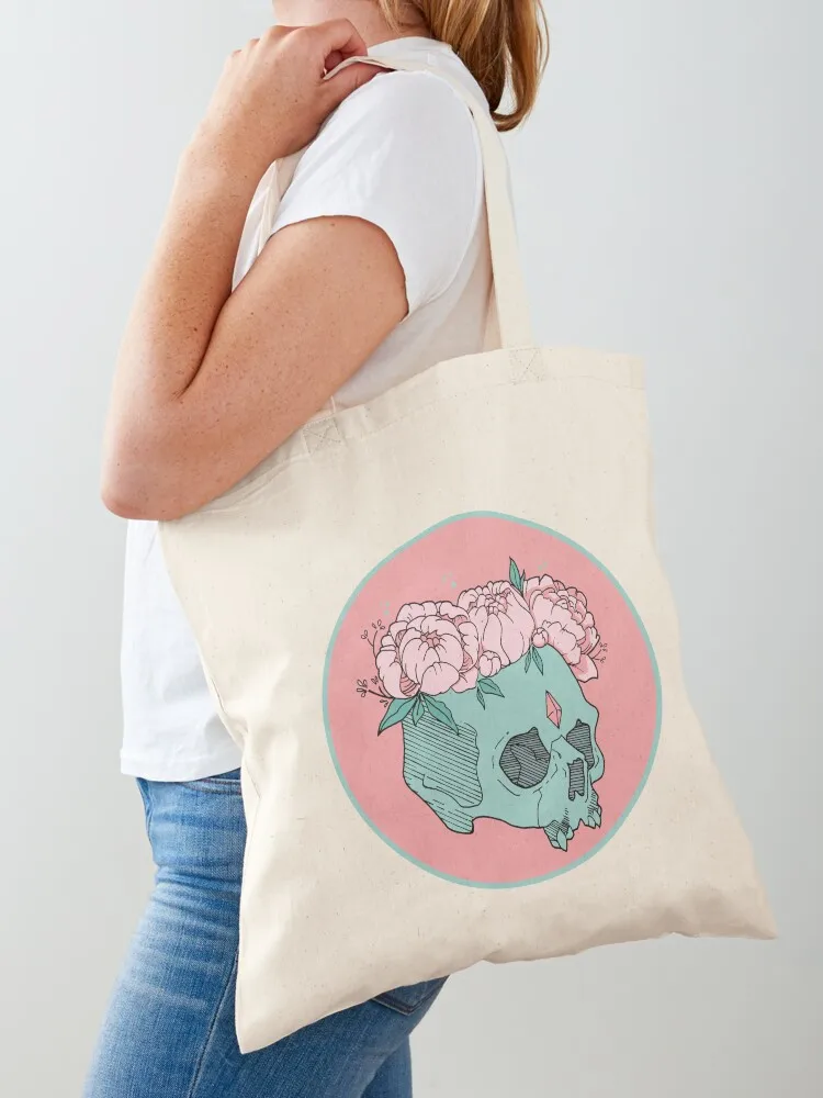 

Flower Skull Tote Bag cute tote bag Portable shopping bag Women's beach bags Fabric