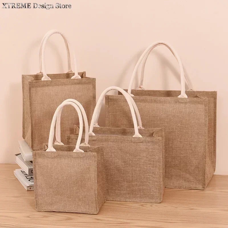 Linen bag Hand-painted cotton sacks Jute portable imitation sacks Linen bags Shopping bags Laminated bags