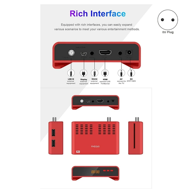 265 DVB-S2 جهاز فك ترميز التلفزيون الأرضي الرقمي عالي الدقة CAS 1080P فك تشفير صغير EPG Set Top Box EU Plug-ABLA #5