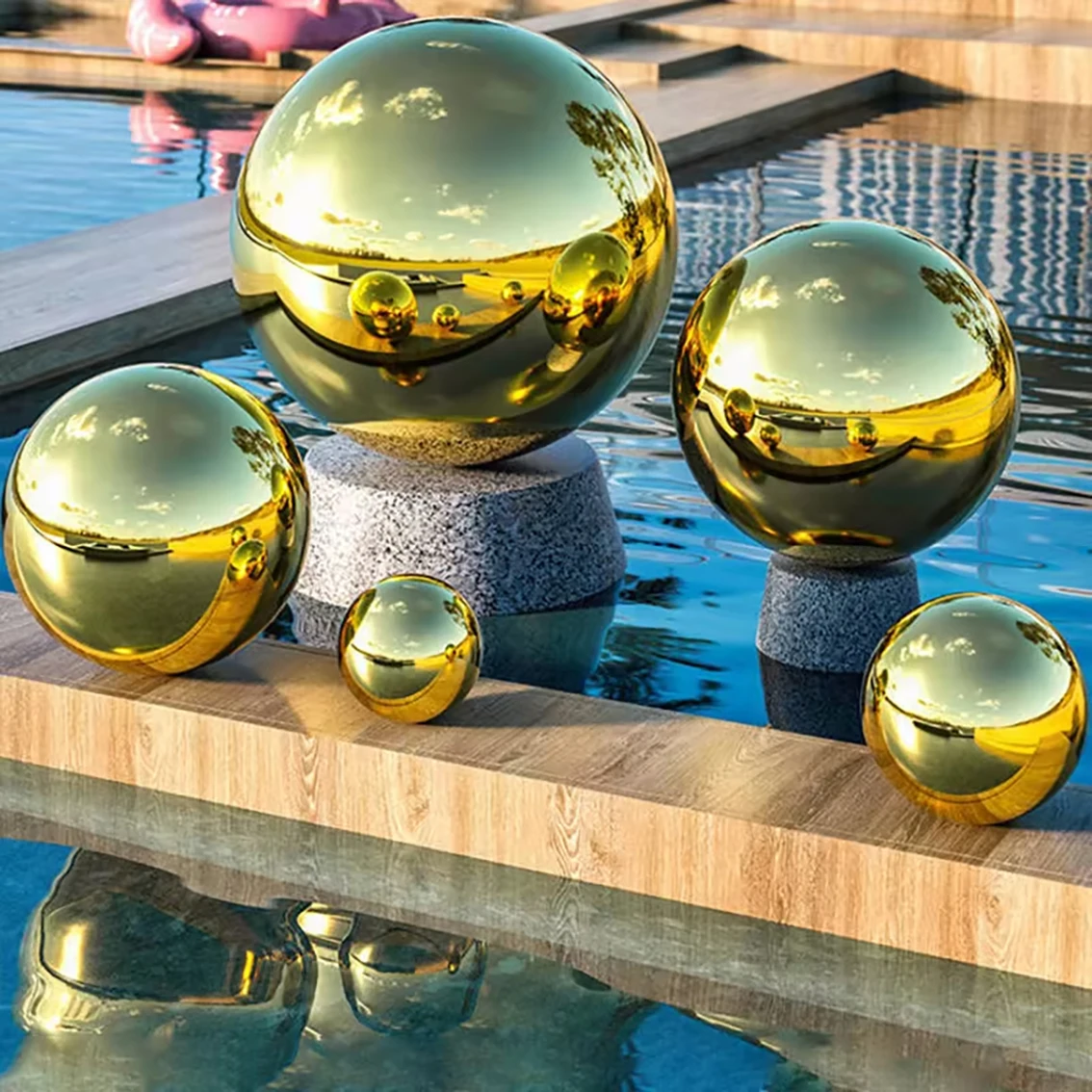 1-10pcs Diameter 19~300mm Golden Stainless Steel Hollow Ball Mirror Sphere Ball For Home Outdoor Garden Decoration Ornament Ball