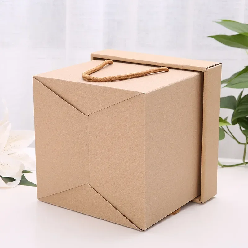 5pcs/lot Rose Flower Presents Portable Kraft Paper Boxes Cake Boxes Wedding Birthday Party Gift Packaging Supplies