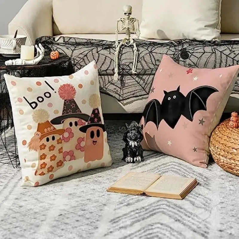 Color life Halloween throwing pillowcase, pumpkin polka dot pillowcase interior sofa decorative cushion cover