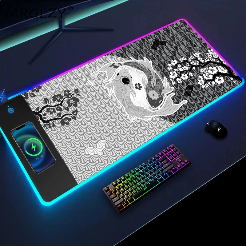 Wireless Charging Xxl Mouse Pad Gaming Table Table Computer Pc Desk Pad Japanese Mousepad Desk Mat Office Desk Organizer Laptop