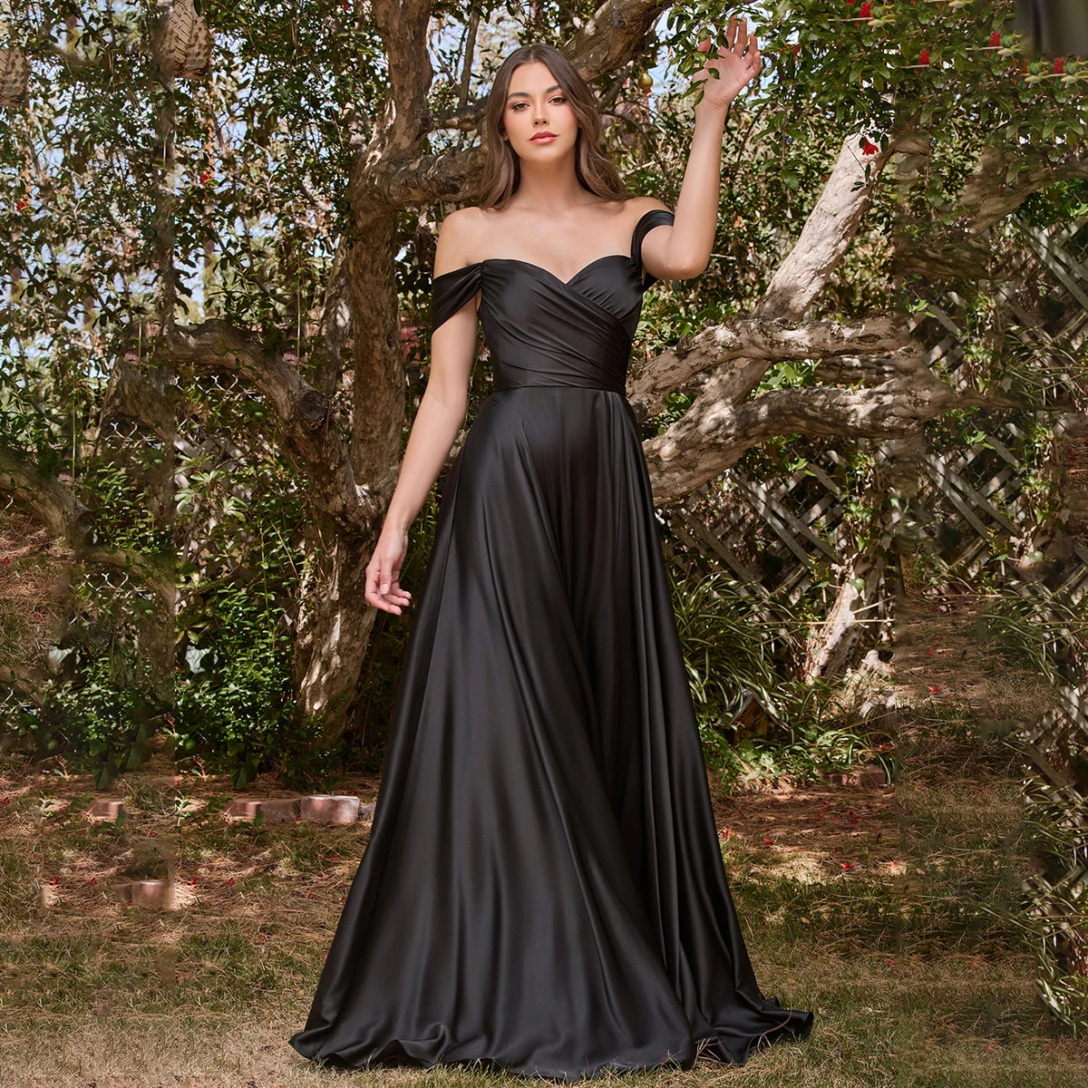 Off Shoulder High Split Special Occasion Dress A Line Long Ruching Bodice Customized Satin Sweetheart Solid Evening Prom Gowns