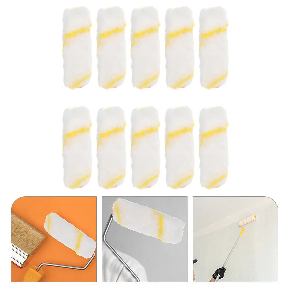 

10 Pcs Roller Brush 4 Inch Paint Wall Paintings Filler Polyester Fusion Mineral Tools