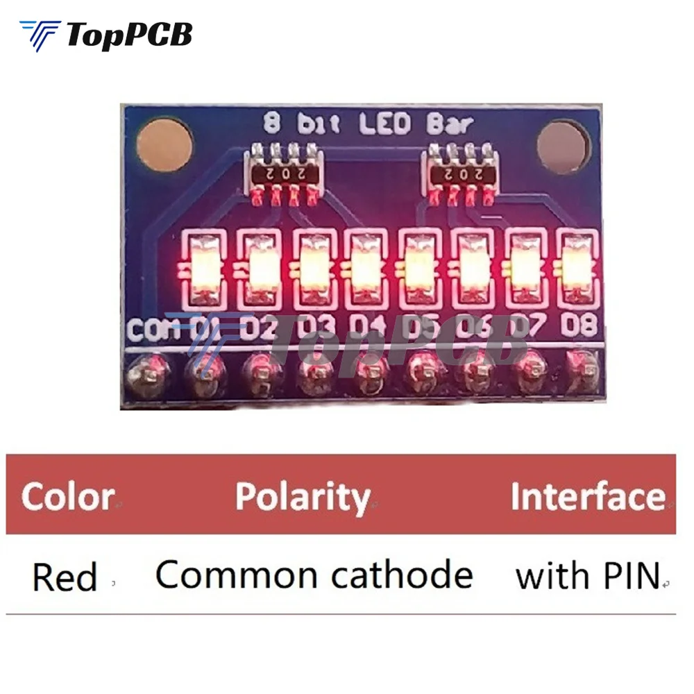 3.3V 5V 8 Bit LED Bar Blue Red Common Anode/Cathode LED Indicator Module Diy Kit for Arduino NANO UNO Raspberry Pi 4 Nodemcu