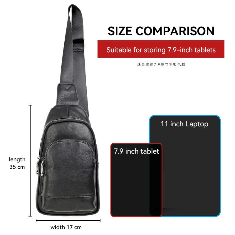 7.9 Polegada ipad messenger bags para o sexo masculino popular saco de peito de negócios de couro genuíno crossbody sling saco de armazenamento