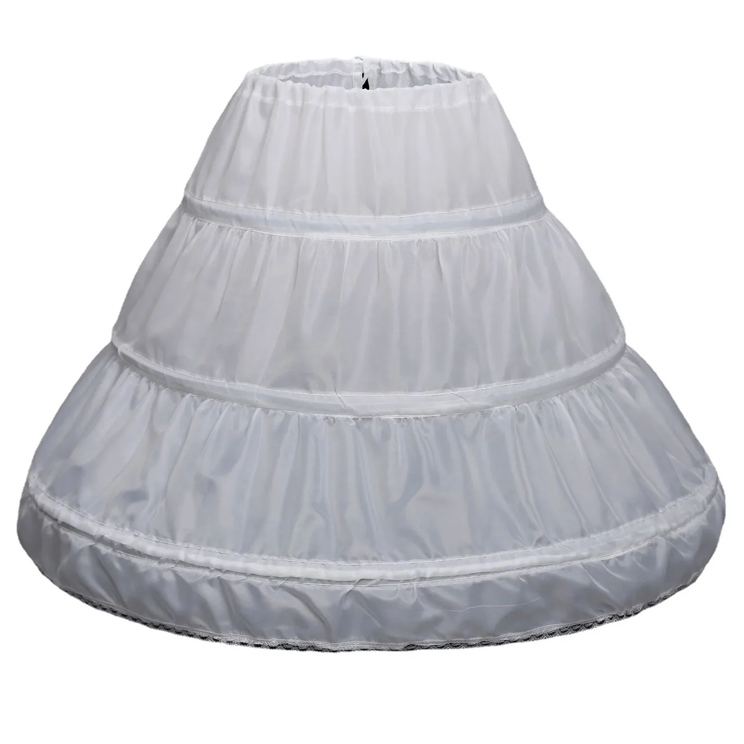 White Petticoat for Girls Tutu 3 Bones Hoops Net Skirt Drawstring Underskirt Full Slips Puffy Bustle