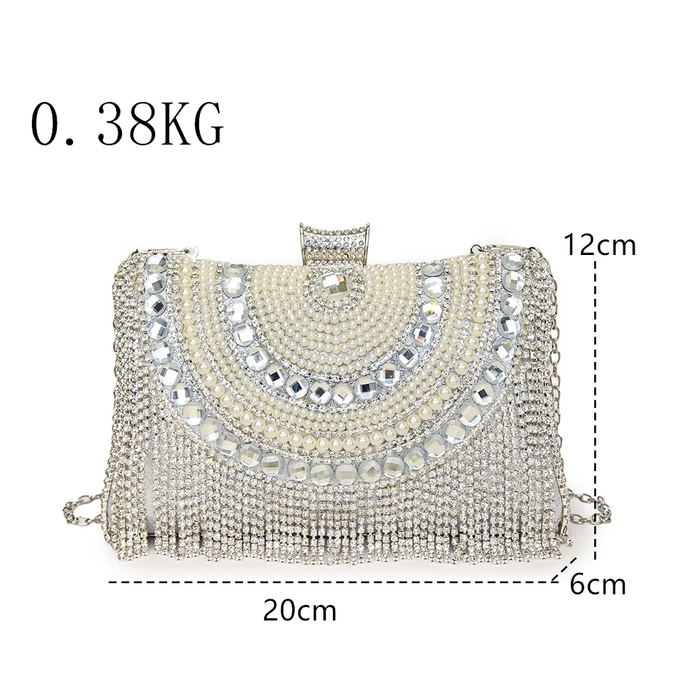 Modeketen Schoudertas Crossbody Tas Portemonnee Luxe Gouden Zilveren Pailletten Strass Vrouwen Elegante Dames Feestavond Clutch bag