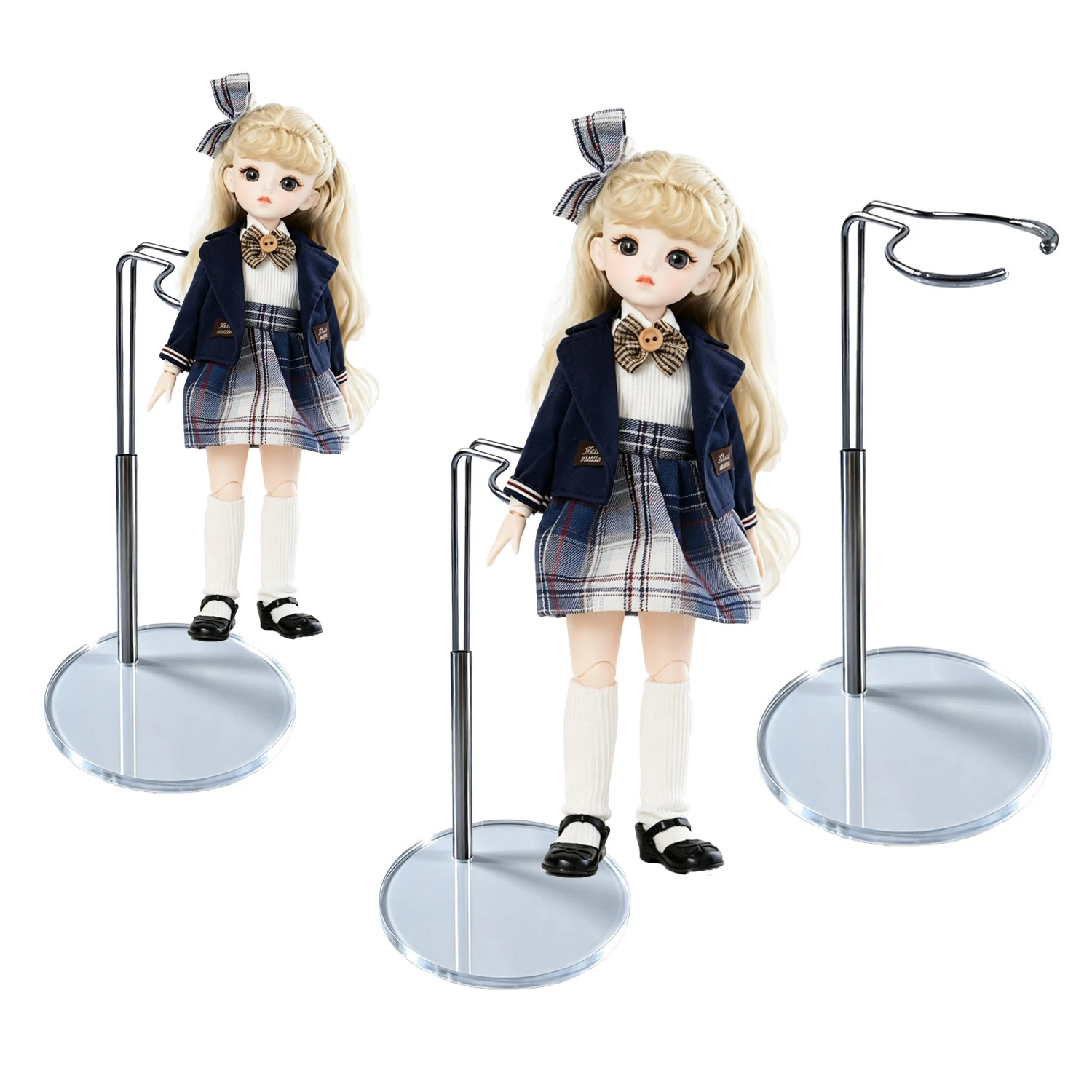 1/6 1/8 1/12 Doll Display Stand Adjustable BJD Doll Support Stand Action Figures Model Waist‑holding Design Support Brace Parts