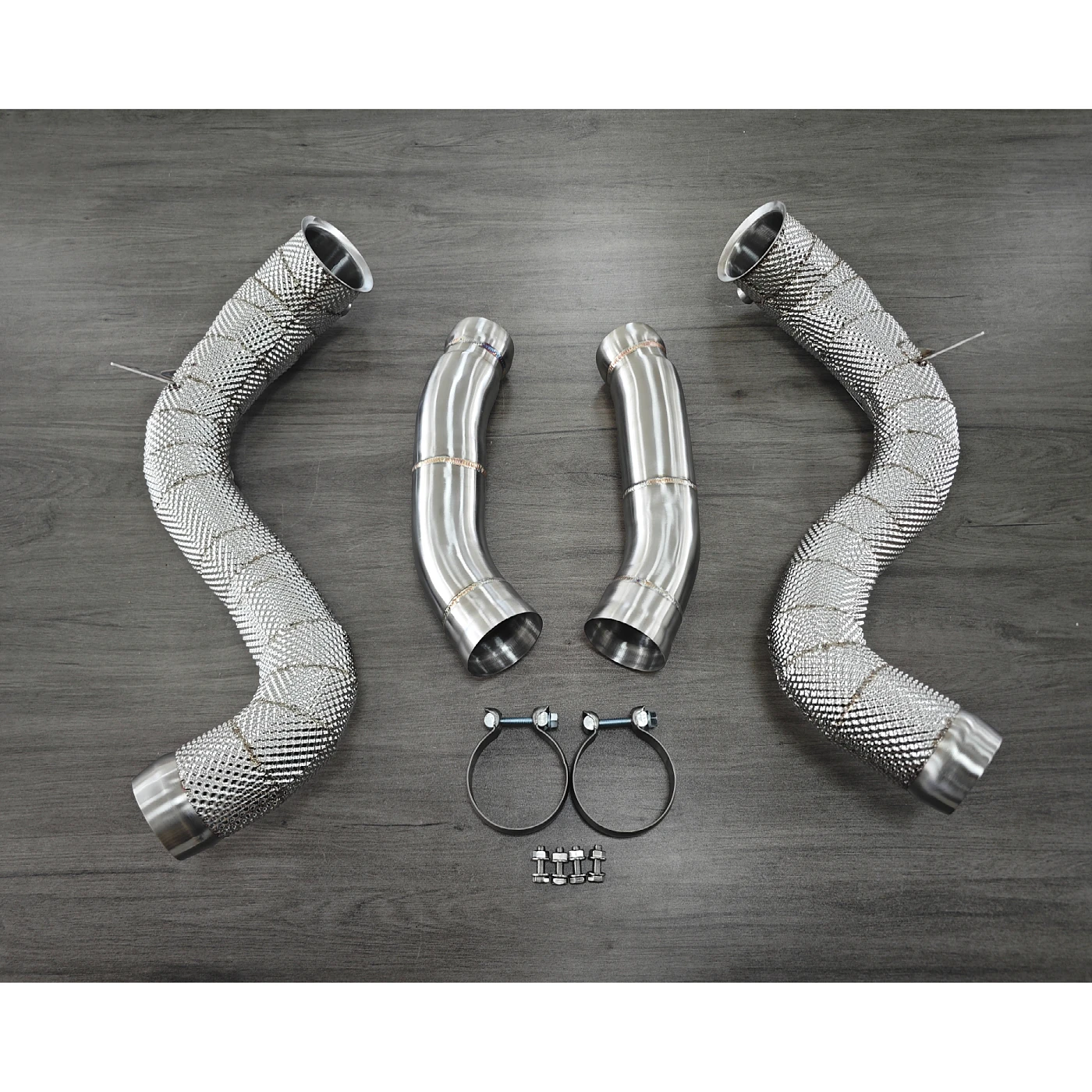 AKS Heatshield Racing Exhaust Downpipe لمرسيدس بنز C63 C63S AMG W205 4.0T النازل #6