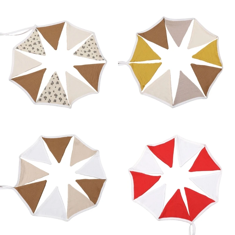 Guirnaldas triangulares modernas, banderines algodón para decoración fiesta ducha bebés, decoración elegante y para