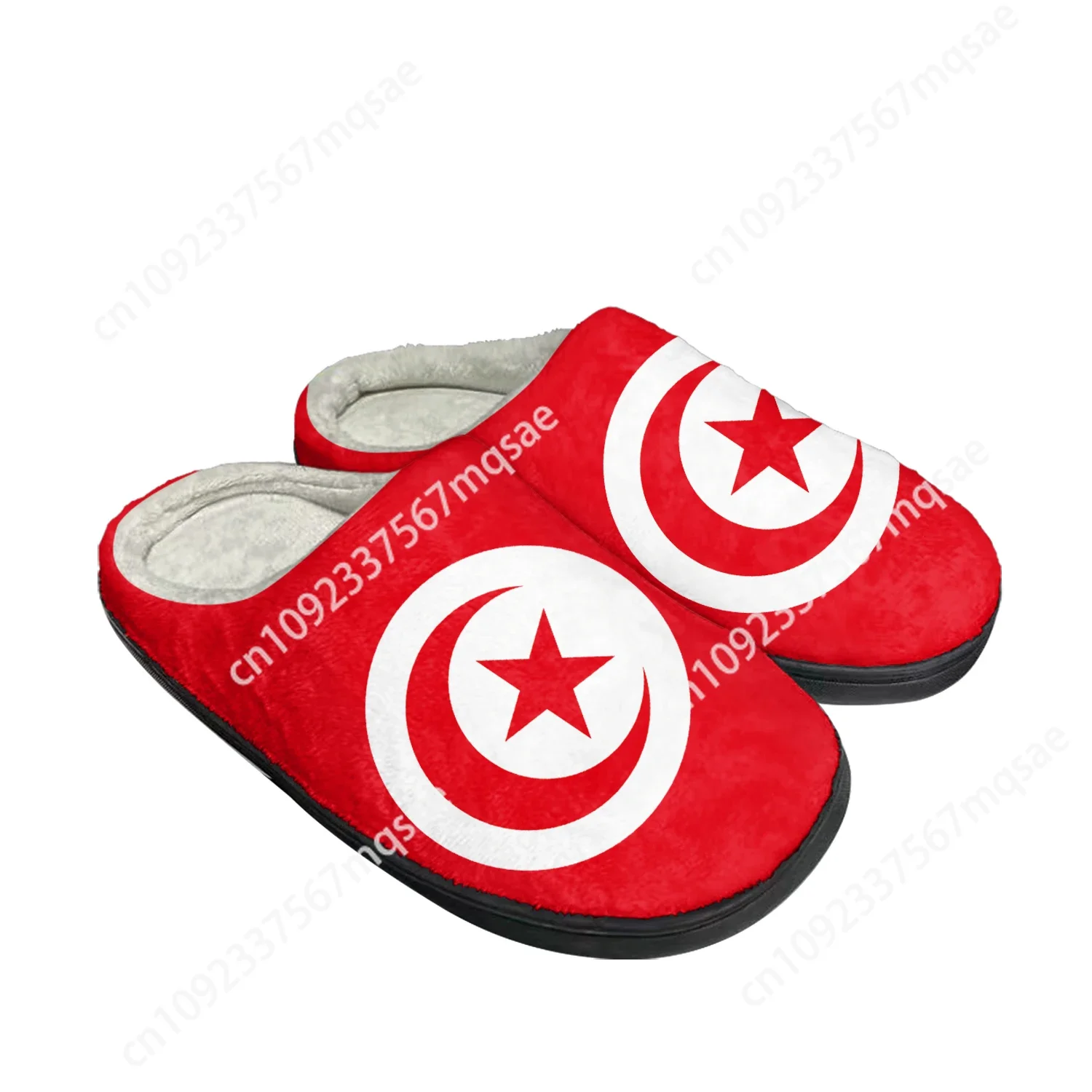 

Tunisian Flag Home Cotton Custom Slippers Men Women Sandals Tunisia Plush Bedroom Fashion Casual Keep Warm Shoes Thermal Slipper