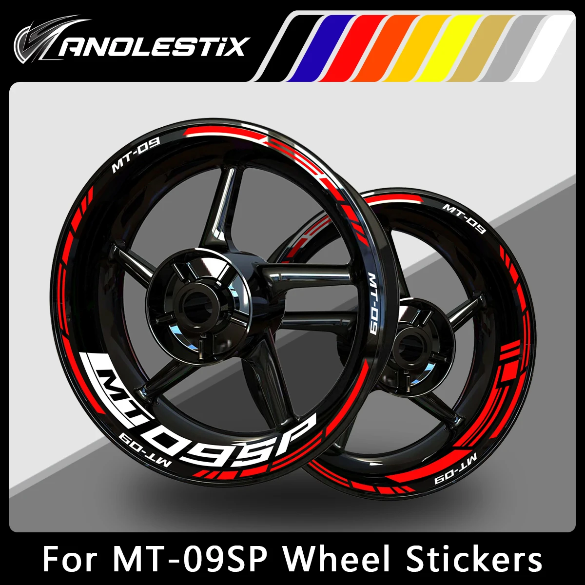 AnoleStix Reflective Motorcycle Wheel Sticker Hub Decal Rim Stripe Tape For YAMAHA MT-09SP MT09SP