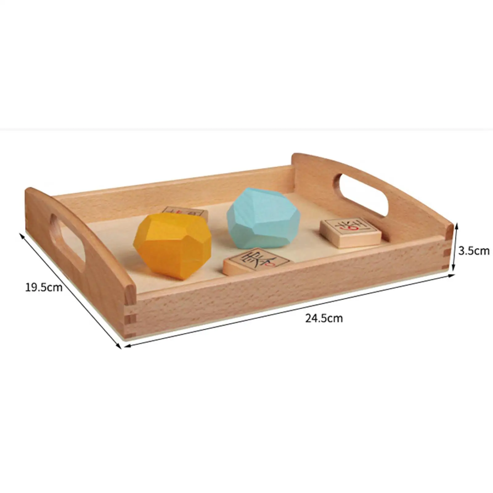 Wooden Montessori Tray Unfinished with Handle for Serving Party Home Decor