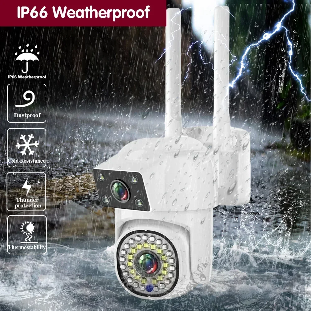 4K 8MP Dual Screen Dual Lens WIFI Camera 2K PTZ Camera Outdoor IP66 Waterproof Auto Tracking Security Camera Surveillance O-Kam