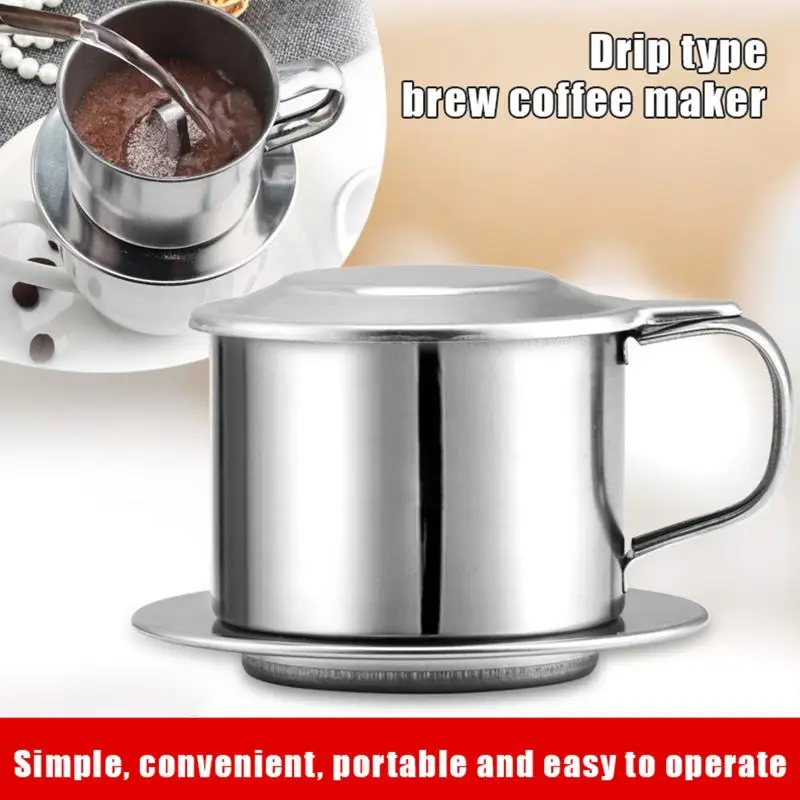 Stainless Steel Coffee Filter Infuse Cup Vietnamese Coffee Dripper Maker Pot Portable Coffee Drip Strainer Kitchen Tools 1PC