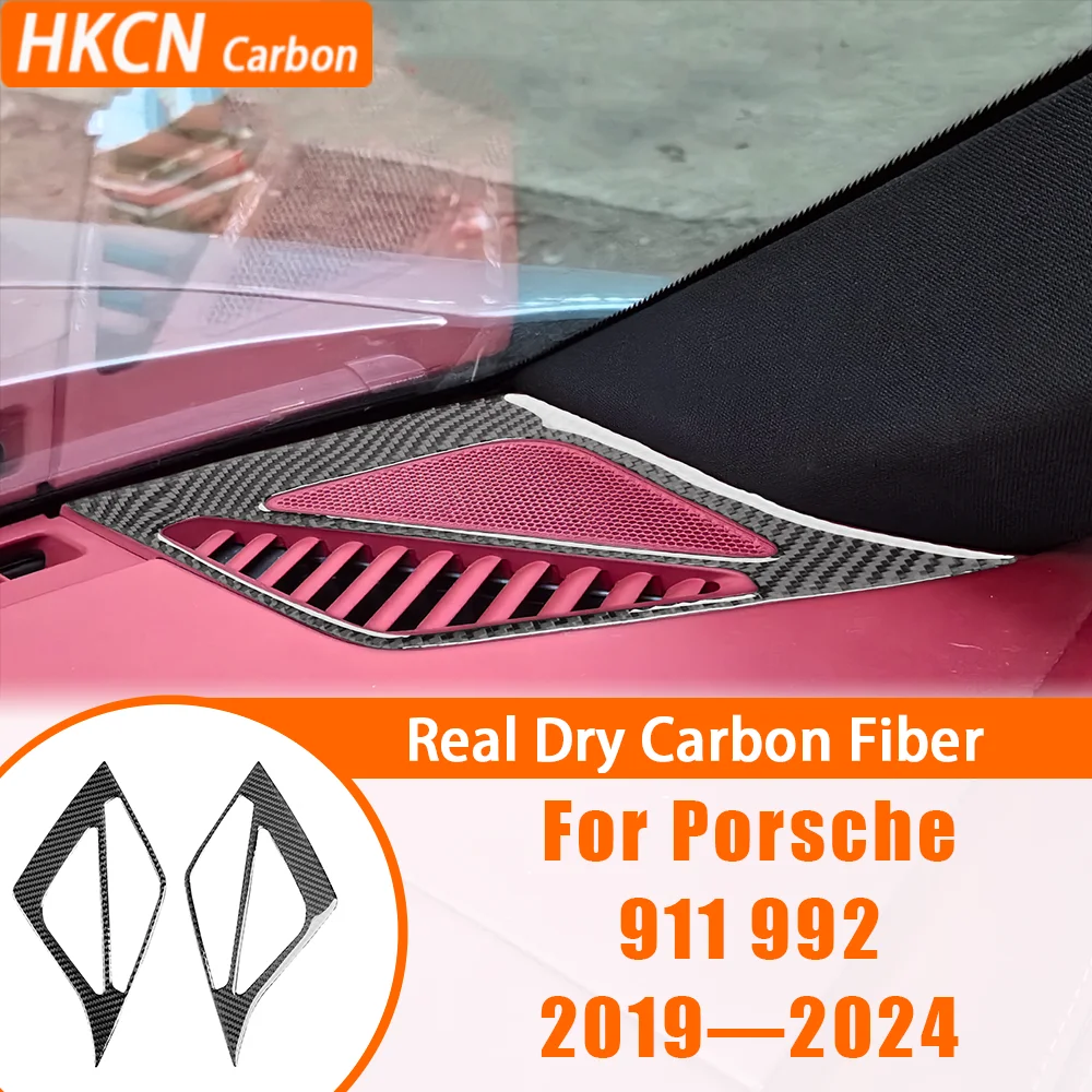 

Carbon Fiber Dashboard Sides Air Vent Panel Interior Cover Trim Modified Sticker Car Accessories For Porsche 911 992 2019—2024