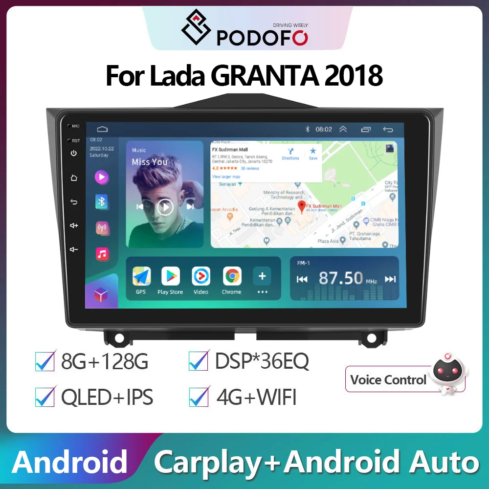 Podofo For Lada GRANTA 2018 Car Radio Multimedia Video Player Navigation stereo GPS Android No 2din 2 din dvd