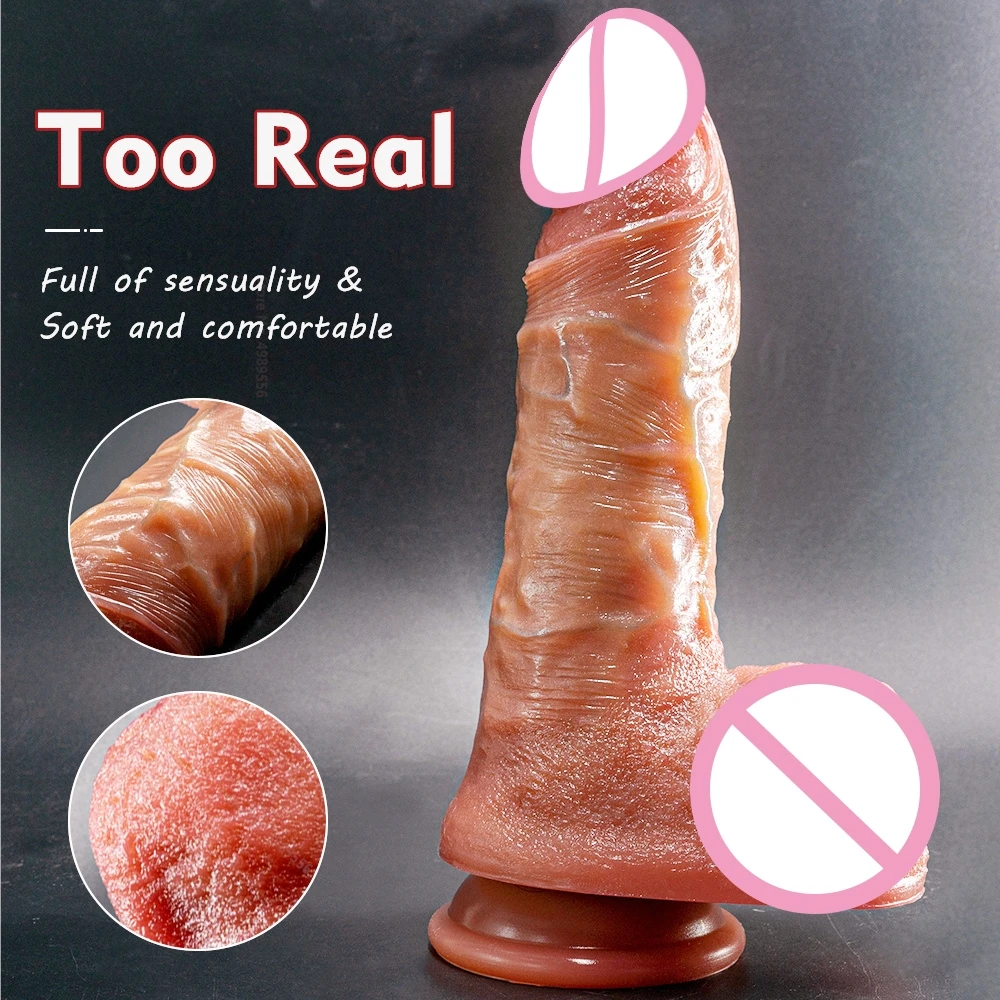 Dildo Dick เพศของเล่นอวัยวะเพศชายสายคล้องอุปกรณ์สําหรับผู้ใหญ่ Double-Layer ซิลิโคน 18 สําหรับผู้ใหญ่ดูดถ้วย Dildo Sext ของเล่น Mens Cock