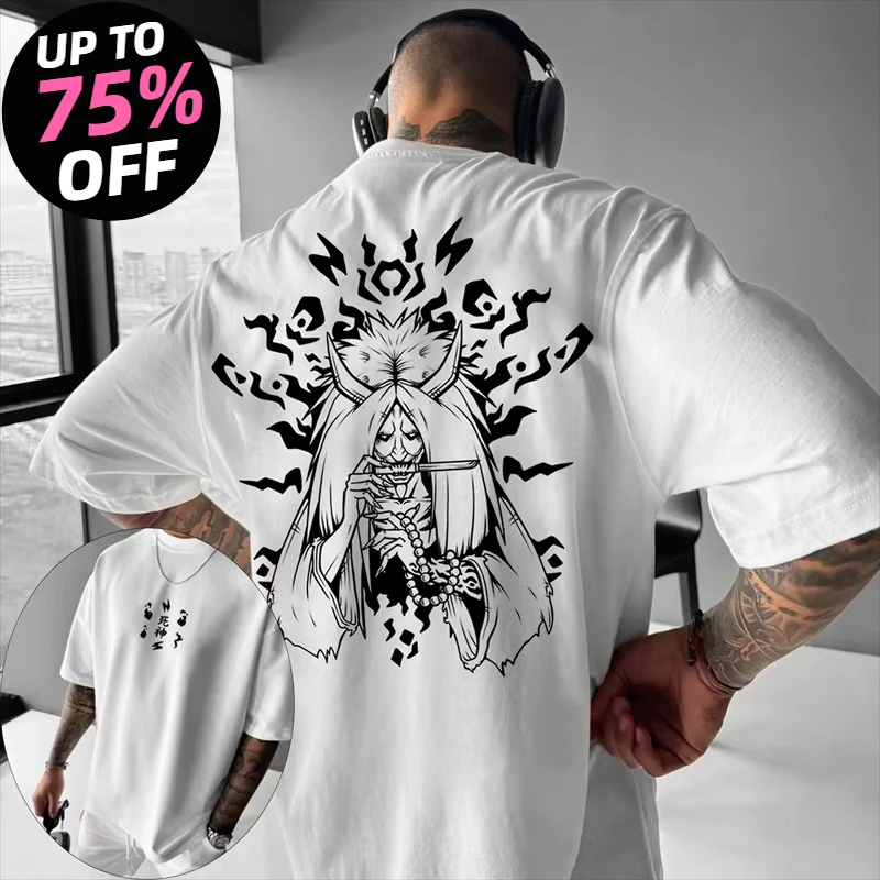 

Pain Cotton Print Harajuku Streetwear Tees Men's T-shirts Naruto Japanese Anime Summer Short Sleeves Women's Round-neck Tops
