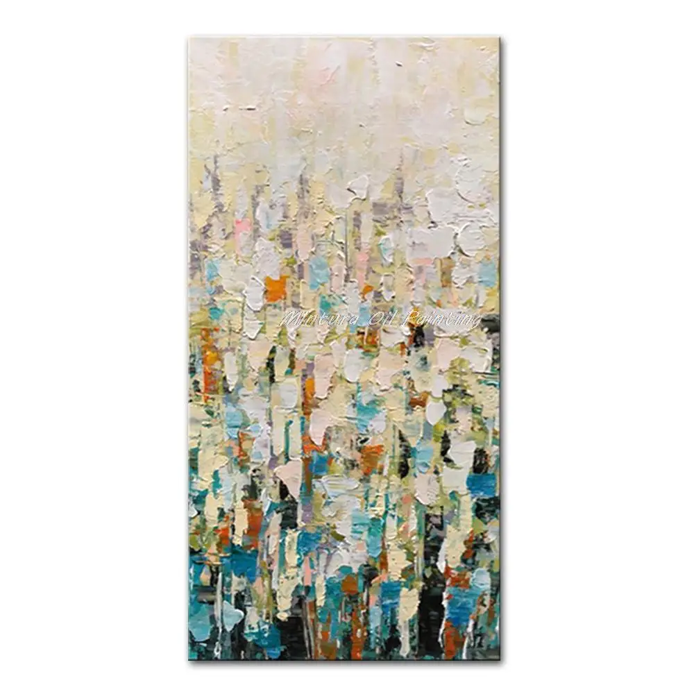 

Mintura Wall Picture for Living Room Oil Painting on Canvas,Handpainted Vertical Style Color Abstraction Home Decor Art No Frame