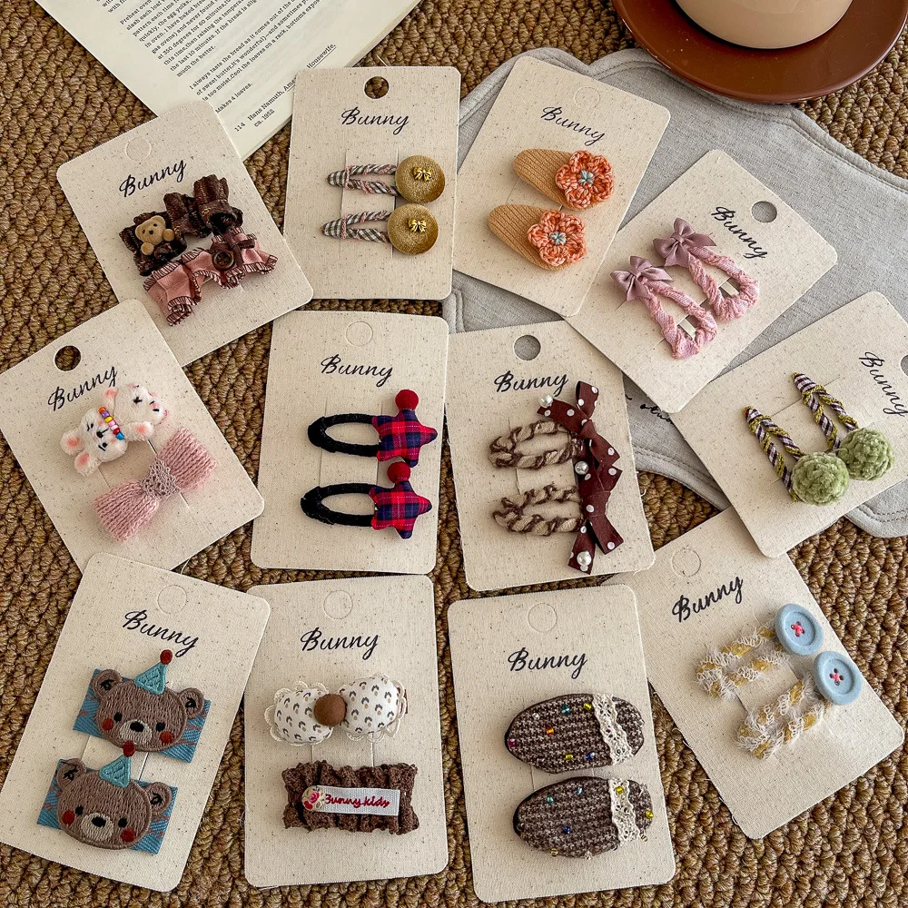 

2pcs/lot Children's Hairpins Fabric Cartoon Cute Bear Bangs Side Clip Hairpin Hair Clips Girls Hair Accessories Kids Headwear