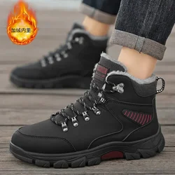 Winter Men Boots Warm Plush Comfort Anti Slip Outdoor Snow Boots New Size 48 Outdoor Hiking Shoes Platform Short Boots Men Shoes