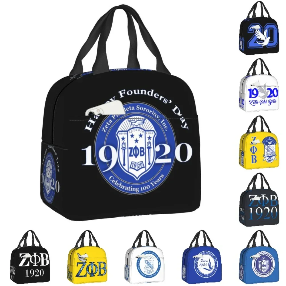 Zeta Phi Beta Insulated Lunch Bag for Women Resuable Thermal Cooler Food Lunch Box Kids School Children Picnic Container Tote