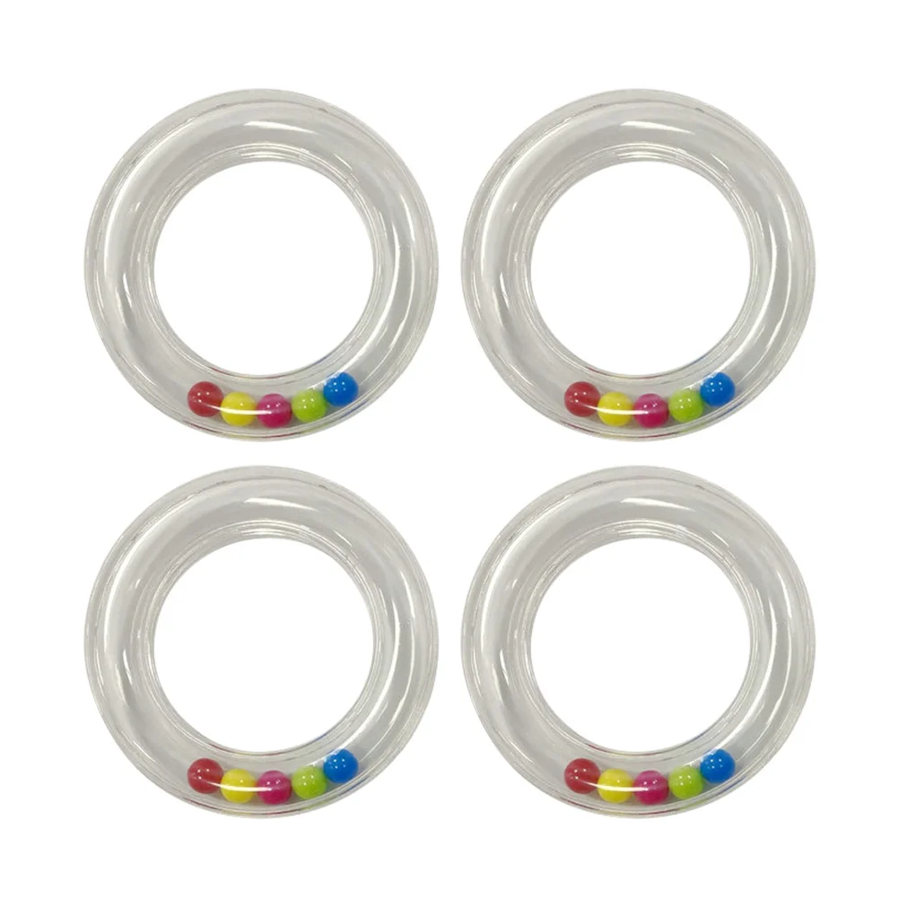 

4 Pcs Transparent Circle Rattle Toys for Kids Hand Bell DIY Plastic Toddler Crank