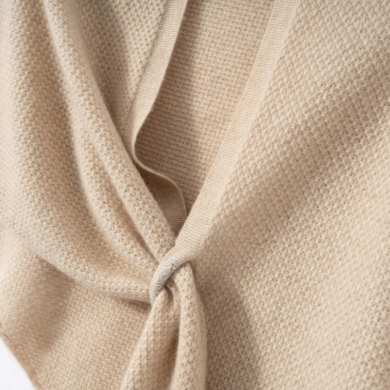 CHICUU 100% chales triangulares de punto de Cachemira para mujer Otoño Invierno bufanda triangular grande de Cachemira envuelve capas simples Grace