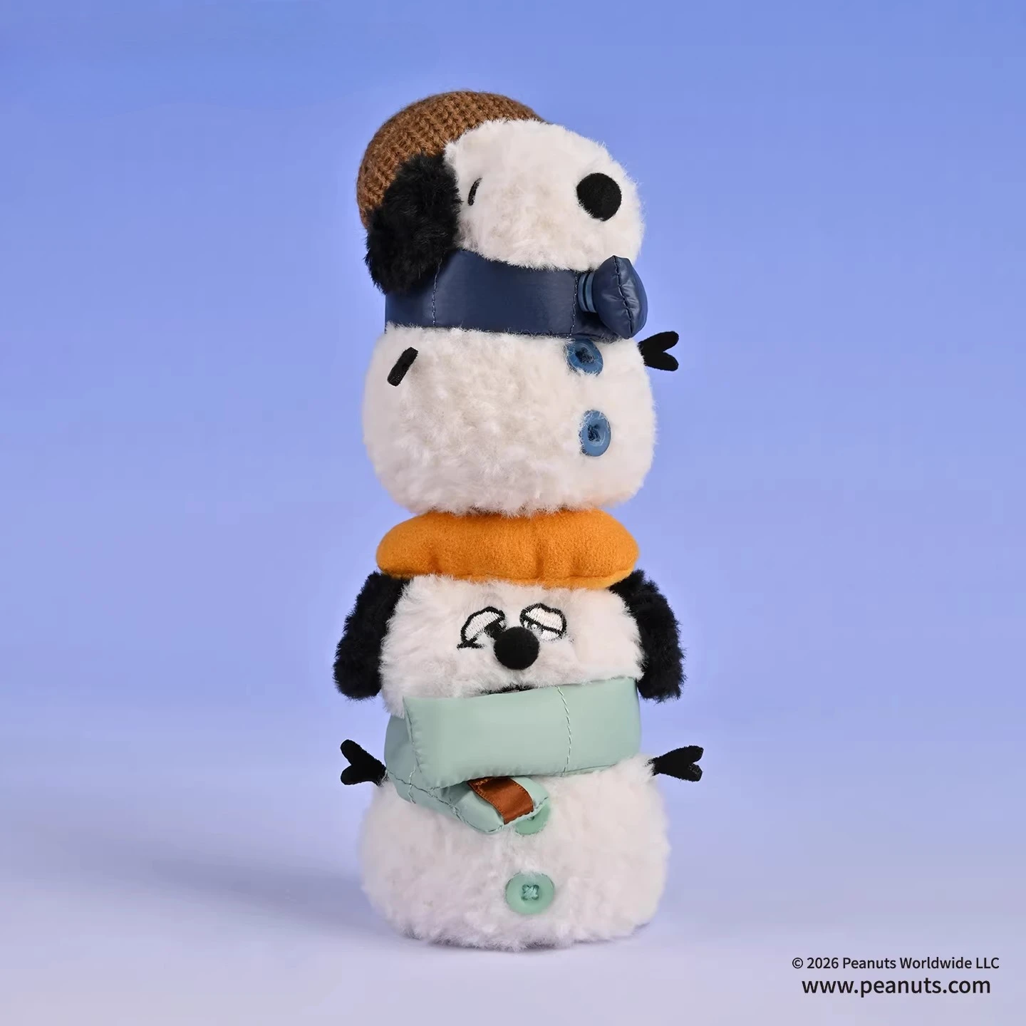 

Snoopy Winter Knitwear Series Snowman Plush Keychain, Cute Stuffed Doll Keyring, Peanuts Christmas Xmas Holiday Gift Accessory