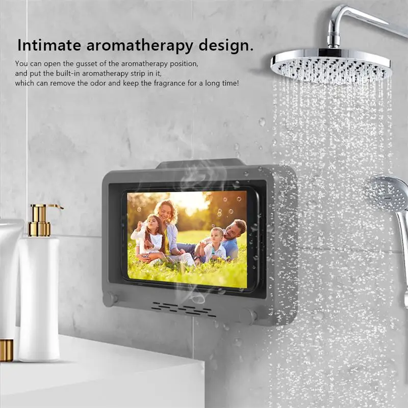 Neue Rotation Wasserdichte Badezimmer Telefon Wand Halterung Einstellbare Dusche Telefon Fall Stick auf Wand Bad Wc Telefon Halter – Detail 16