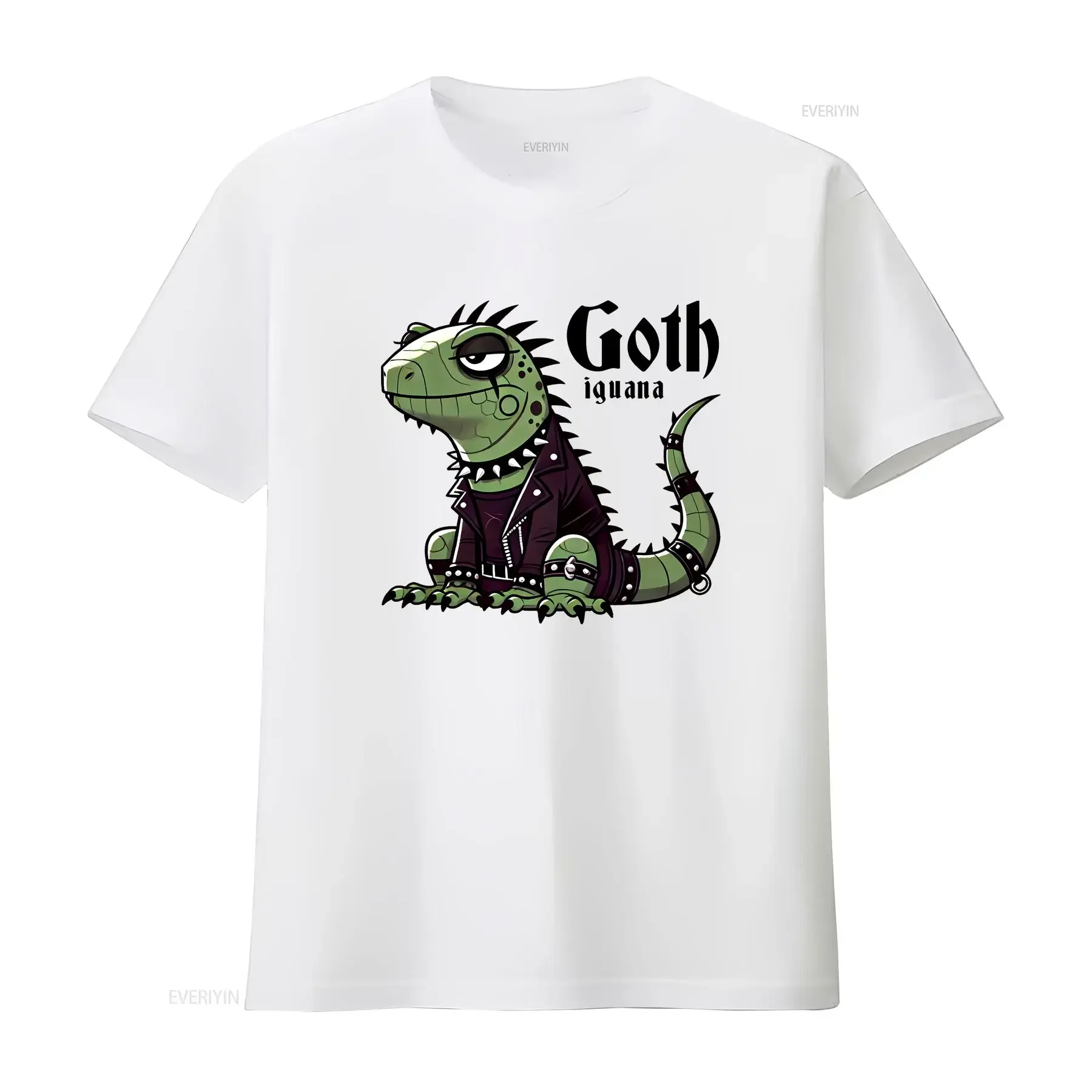 Goth Iguana T Shirt Gothic Reptile Lover Rock N Roll Lizard Punk Reptilian vintage Washed Stretched Casual Unisex Soft