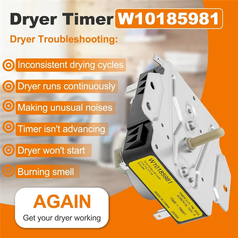 【RECOMENDAR】رقم جزء المجفف W10185981 مناسب لدوامة كينمور Maytag Amana استبدال 418-095-20-B5 AP6016540 WPW10185981 PS117 #3