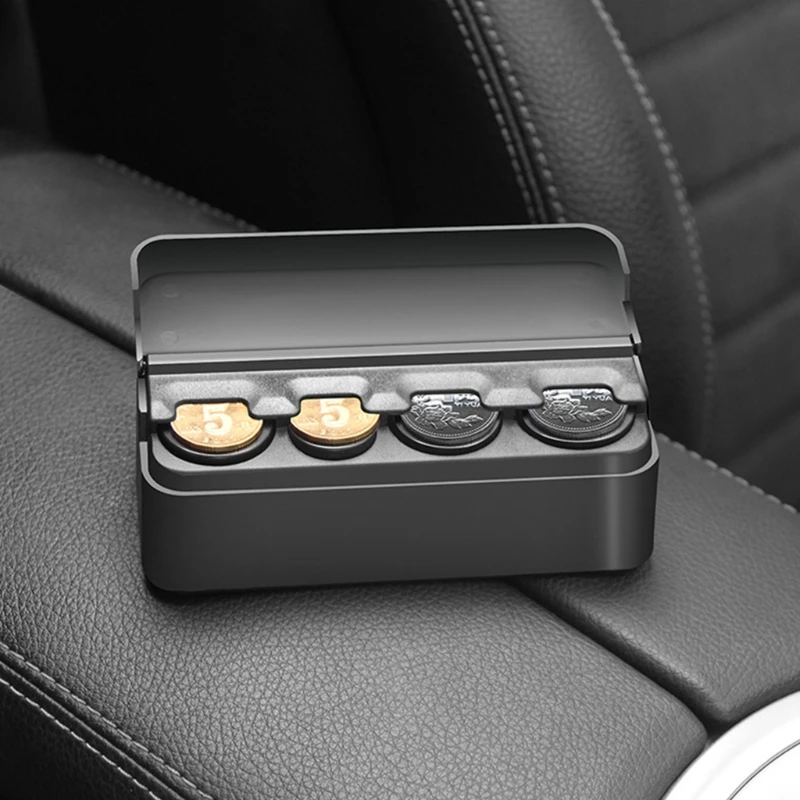 QM Stylish Coin Holder for Car, High Capacity Coin for Case Vehicle Home Coin Purse Sort Penny, Quarter, Dime, Nickels