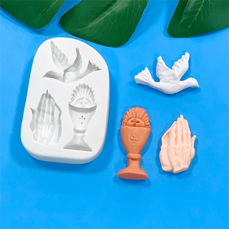 1Pc Dove of Peace Hand Cross Shape Silicone Sugarcraft Mold DIY Chocolate Cupcake Baking Fondant Cake Decorating Tools