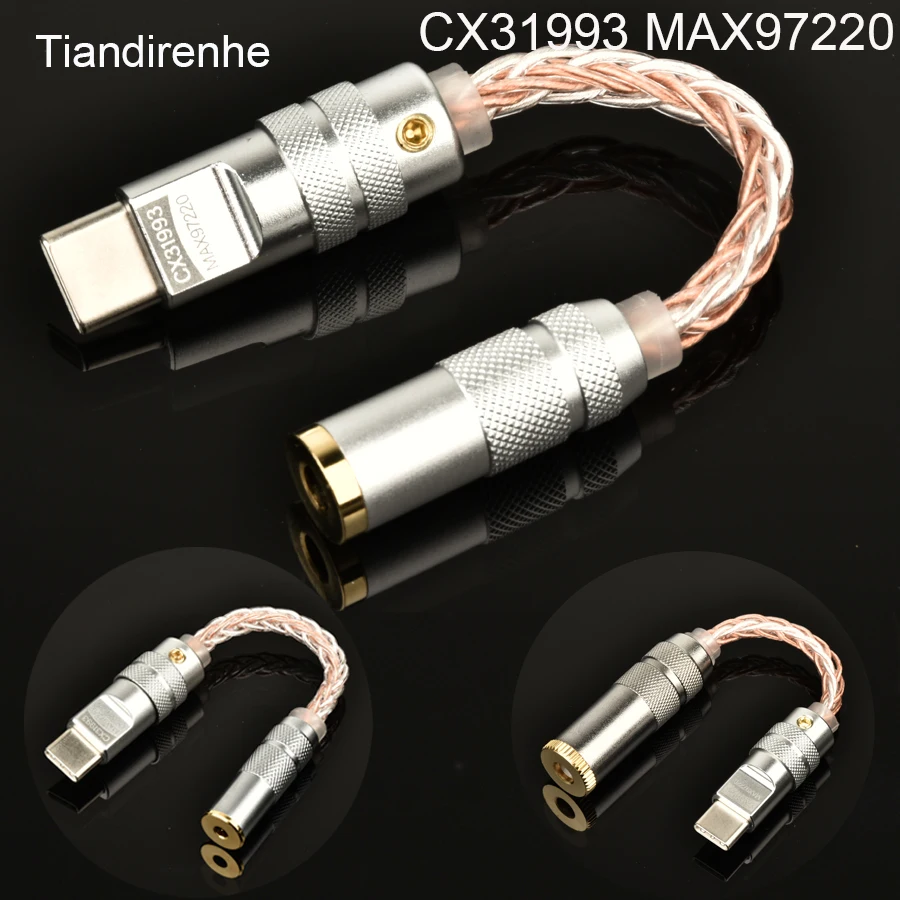 Amplifier Audio Digital Yang Ditingkatkan CX31993 MAX97220 Chip Ganda Tipe-c-3.5Mm AMP Adaptor Audio HiFi 32Bit/384KHz DAC untuk Iphone15