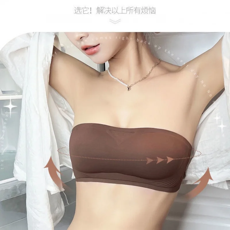 Strapless underwear for women push up anti-slip tube top full coverage small chest backless bra wireless invisible strapless bra image 2